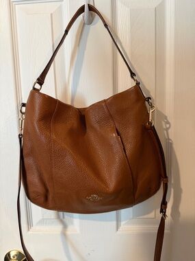 Coach Brown Pebbled Leather Hobo Shoulder Bag